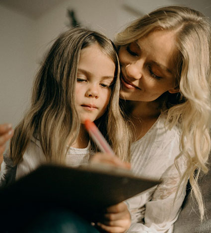 child with her mother