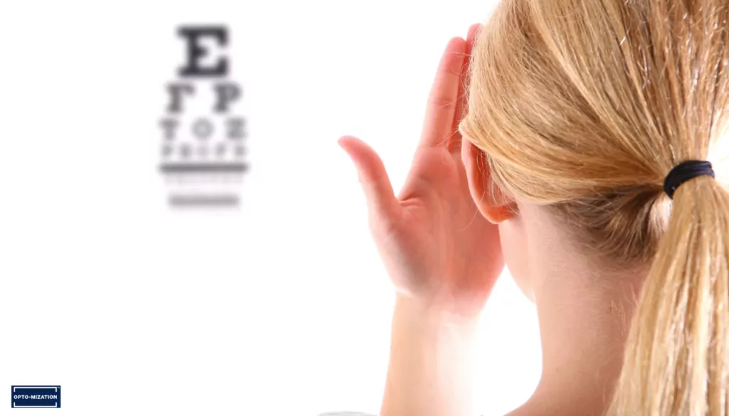 Opto-Mization optometry clinic interior showcasing vision therapy equipment and patient consultations.