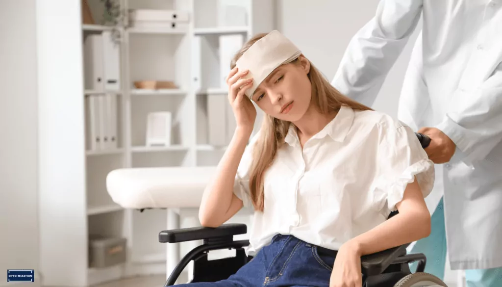 Opto-Mization optometry clinic interior showcasing vision therapy equipment and patient consultations.